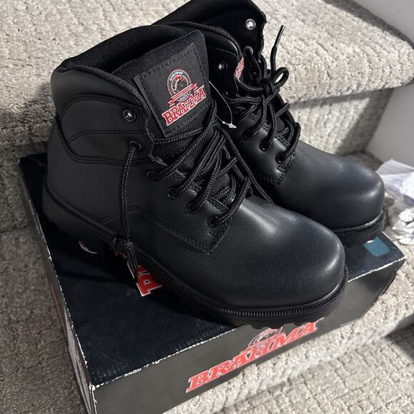 NEW Brahma Escott 6\'\' Black Lace Up Soft Toe Work Boots Men Size 7.5 Wide